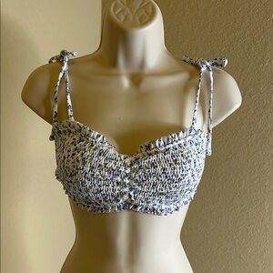 Hollister Blue Co-Ord Ruffle Bandeau Bikini Top Size S